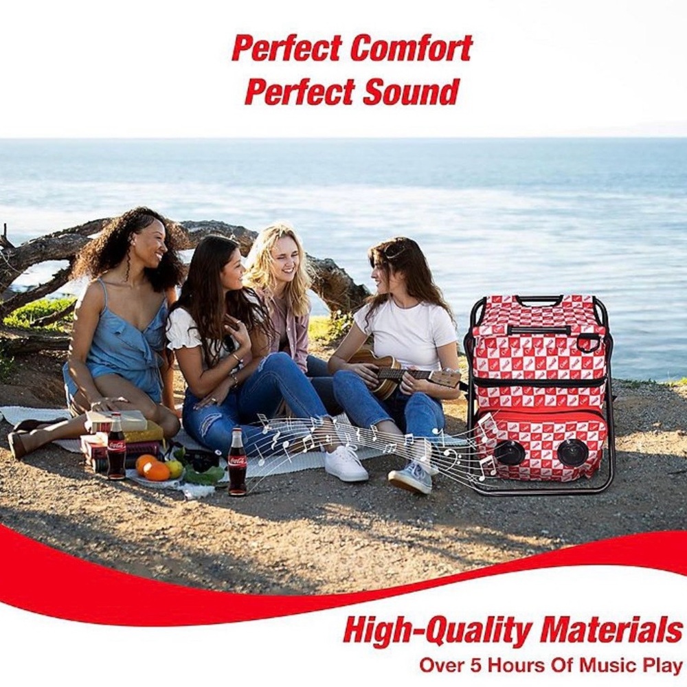 Coca Cola Red & White Bluetooth Cooler Speaker Chair - Picture 5 of 6